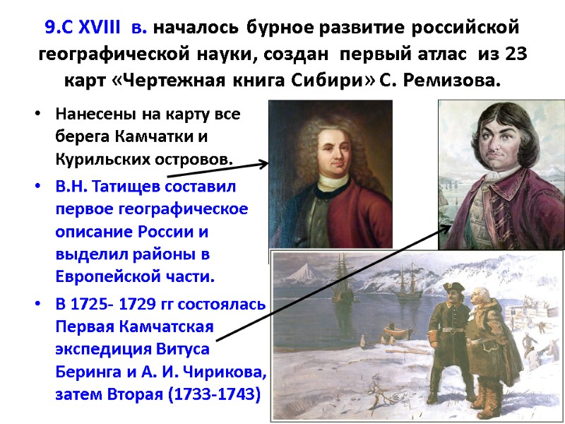 >9.С XVIII в. началось бурное развитие российской географической науки, создан первый атлас